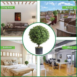 One 2 Foot Outdoor Artificial Boxwood Ball Topiary Bush Potted UV Rated Plant by Bagari